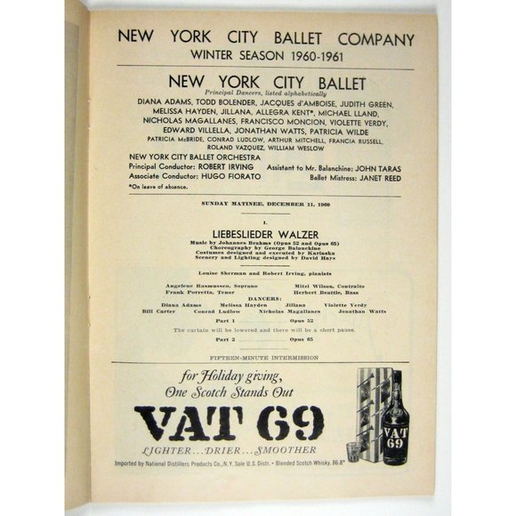 New York City Ballet Playbill December 1960 City Center NYC Patricia Wilde - Picture 3 of 8